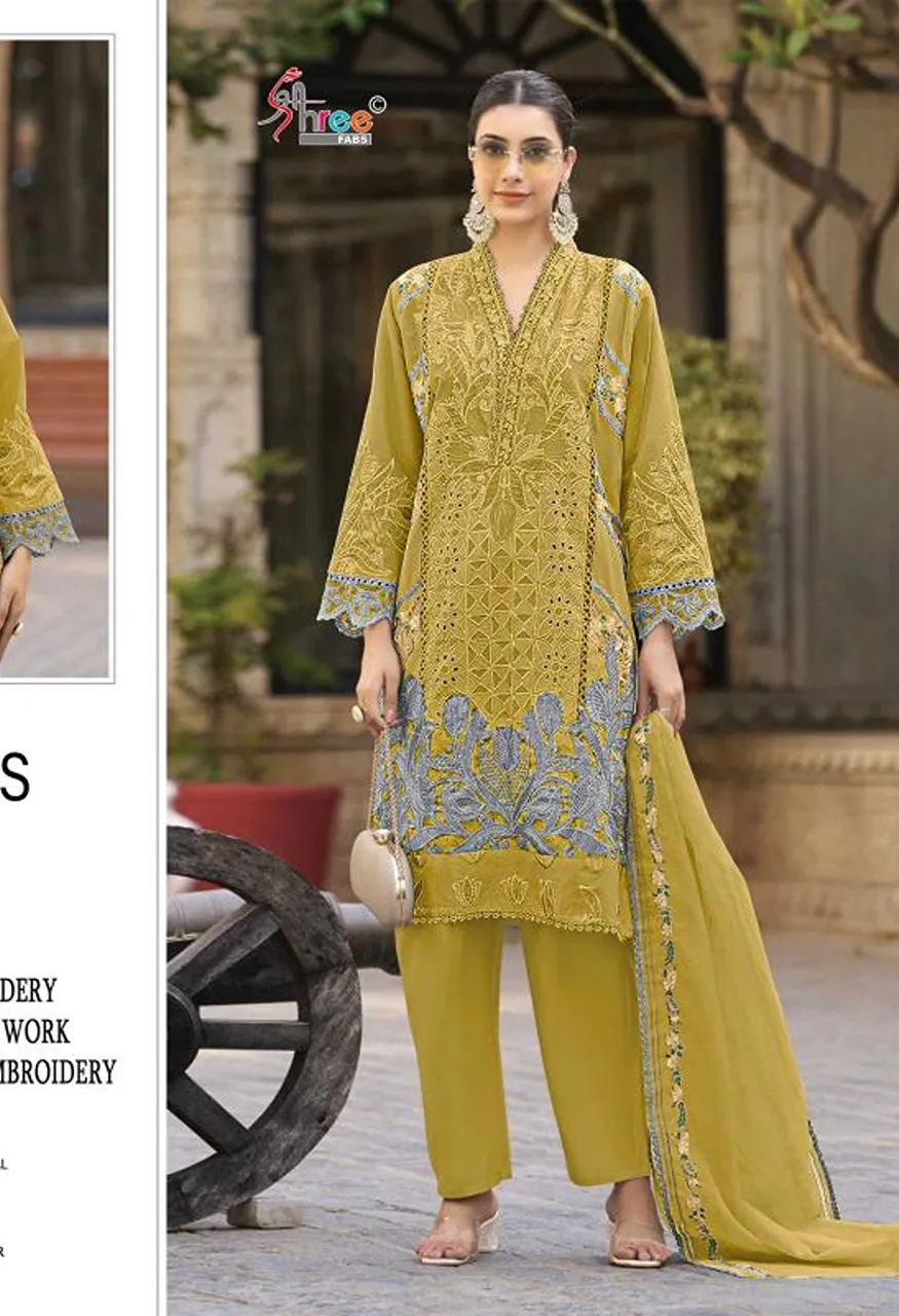 Shree Sf 5563 A To D Wholesale Kota Chex Embroidered Salwar Kameez Collection — Wholesale Salwar Suits, Shree Fabs wholesale from Surat — Photo 3