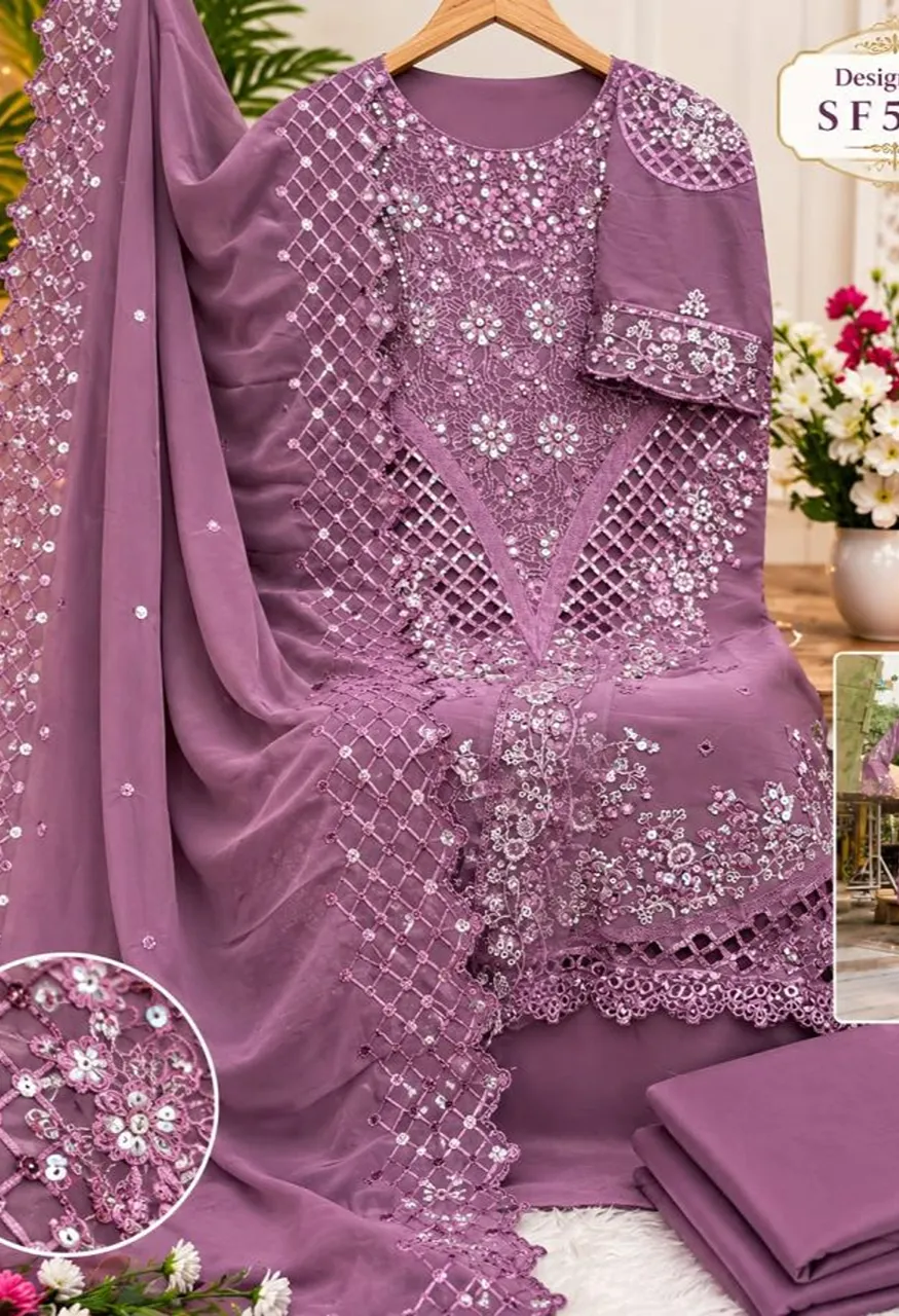 Shree Sf 5619 E To H Faux Georgette Embroidered Salwar Kameez Catalog — Wholesale Salwar Suits, Shree Fabs wholesale from Surat — Photo 5