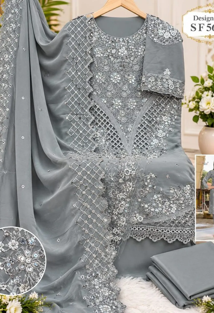 Shree Sf 5619 E To H Faux Georgette Embroidered Salwar Kameez Catalog — Wholesale Salwar Suits, Shree Fabs wholesale from Surat — Photo 9