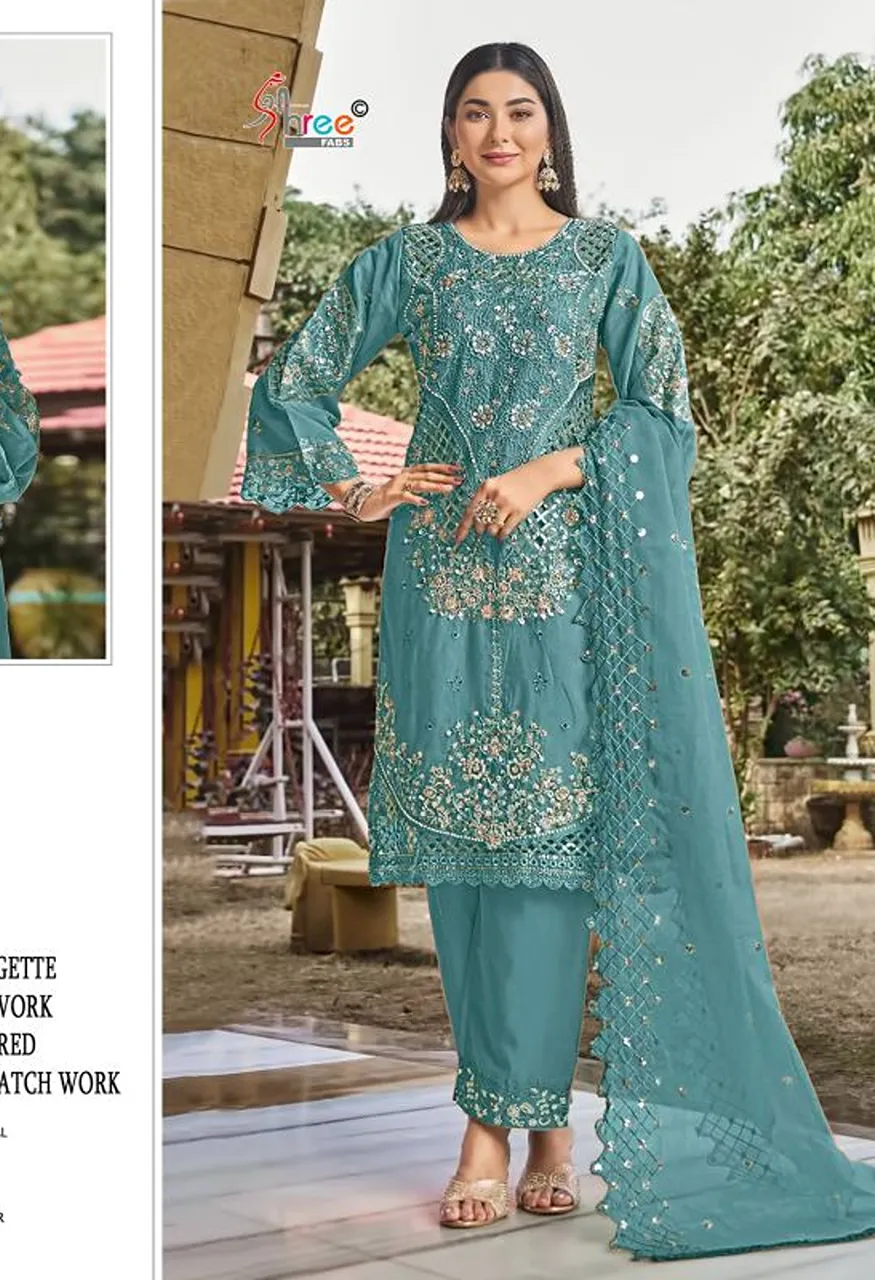 Shree Sf 5619 E To H Faux Georgette Embroidered Salwar Kameez Catalog — Wholesale Salwar Suits, Shree Fabs wholesale from Surat — Photo 6