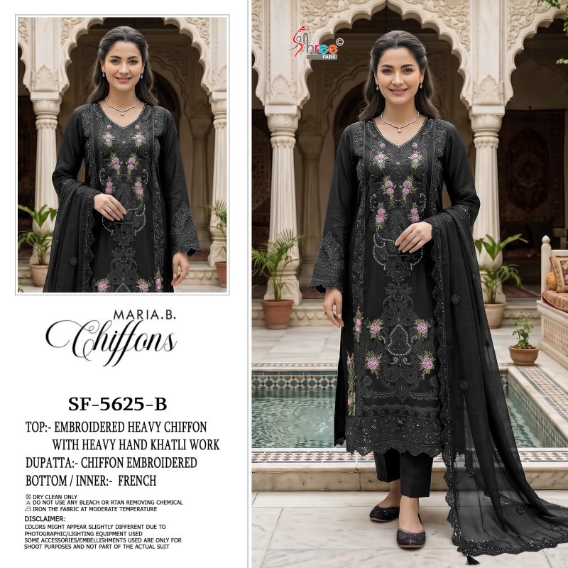 Shree Sf 5625 A To D Chiffon Heavy Embroidered Salwar Kameez Collection