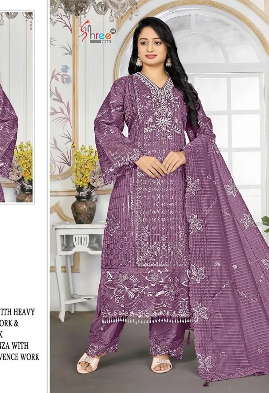 Shree Sf 5643 A To D Organza Heavy Embroidered Salwar Kameez Catalog