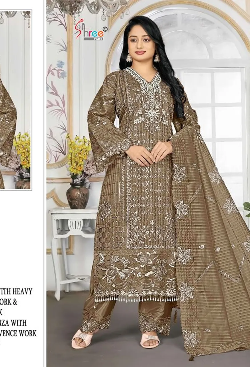Shree Sf 5643 A To D Organza Heavy Embroidered Salwar Kameez Catalog — Wholesale Salwar Suits, Shree Fabs wholesale from Surat — Photo 4