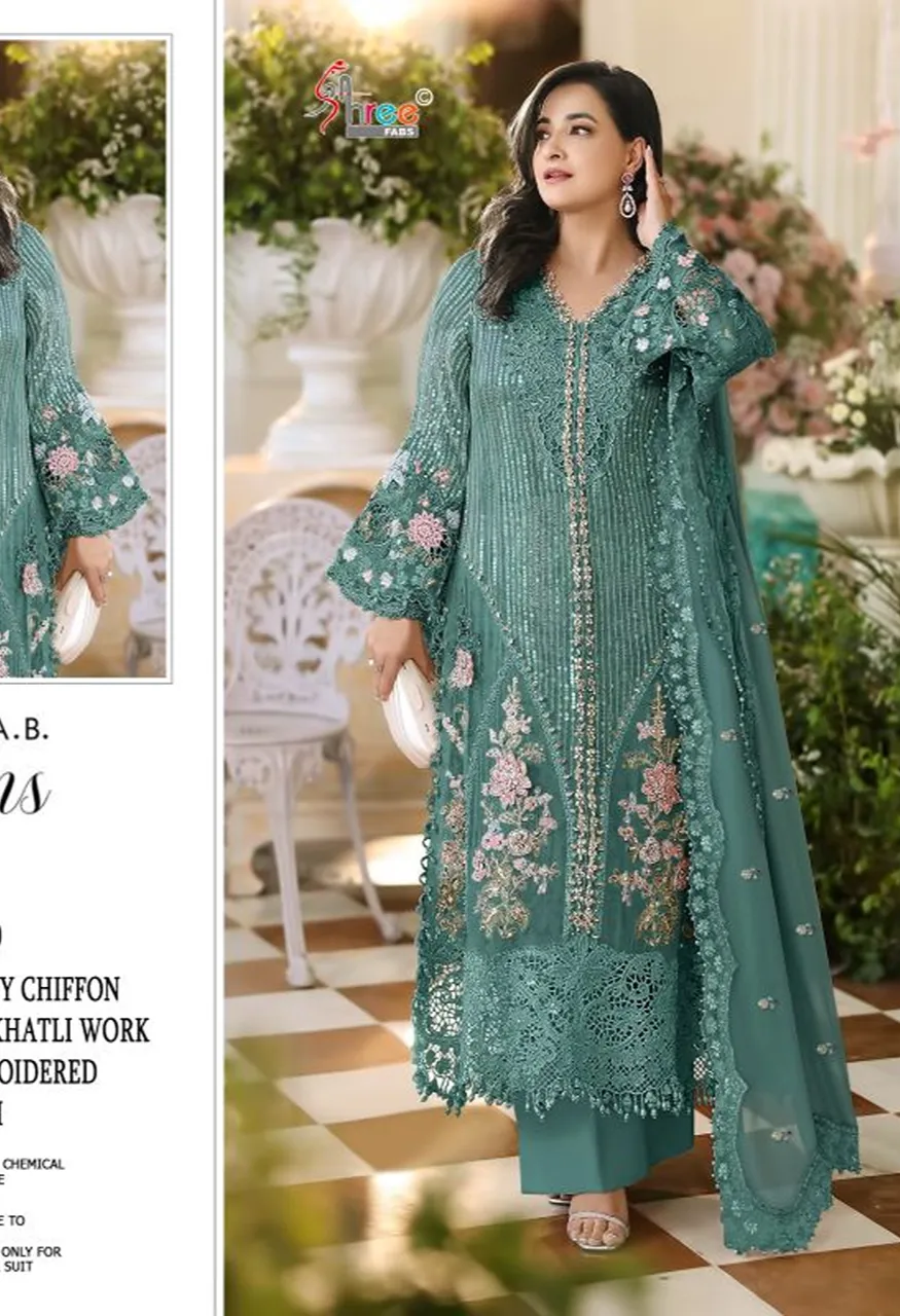 Shree Sf 5650 Pakistani Chiffon With Embroidery Work Salwar Kameez Catalog — Wholesale Salwar Suits, Shree Fabs wholesale from Surat — view 3