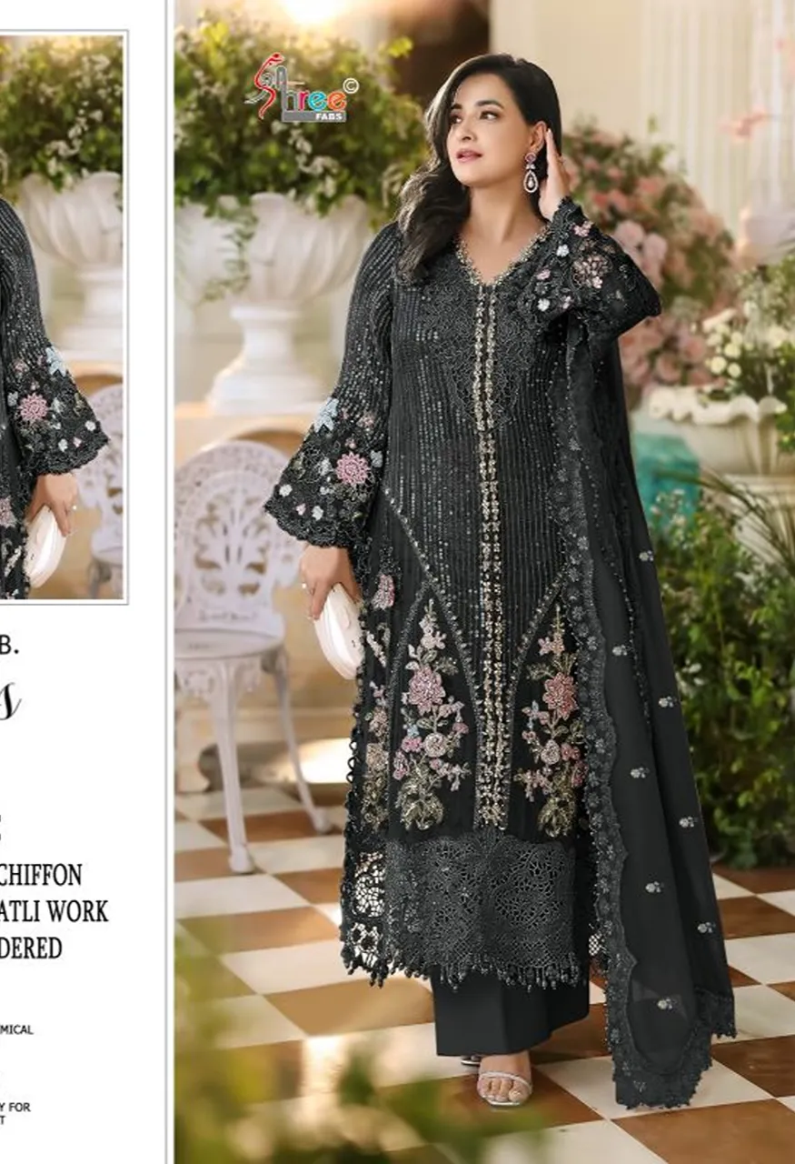 Shree Sf 5650 Pakistani Chiffon With Embroidery Work Salwar Kameez Catalog — Wholesale Salwar Suits, Shree Fabs wholesale from Surat — view 5
