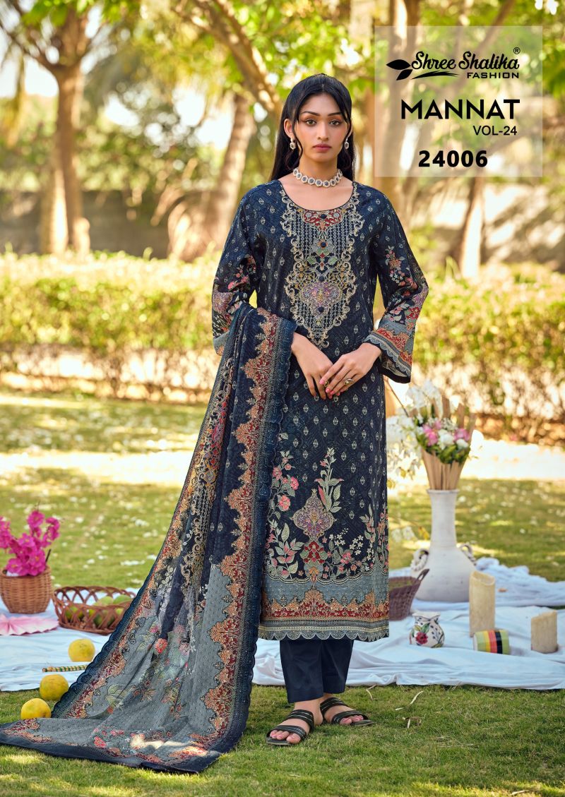 Shree Shalika Mannat Vol 24 Lawn Cotton Digital Print Dress Material Salwar Suit
