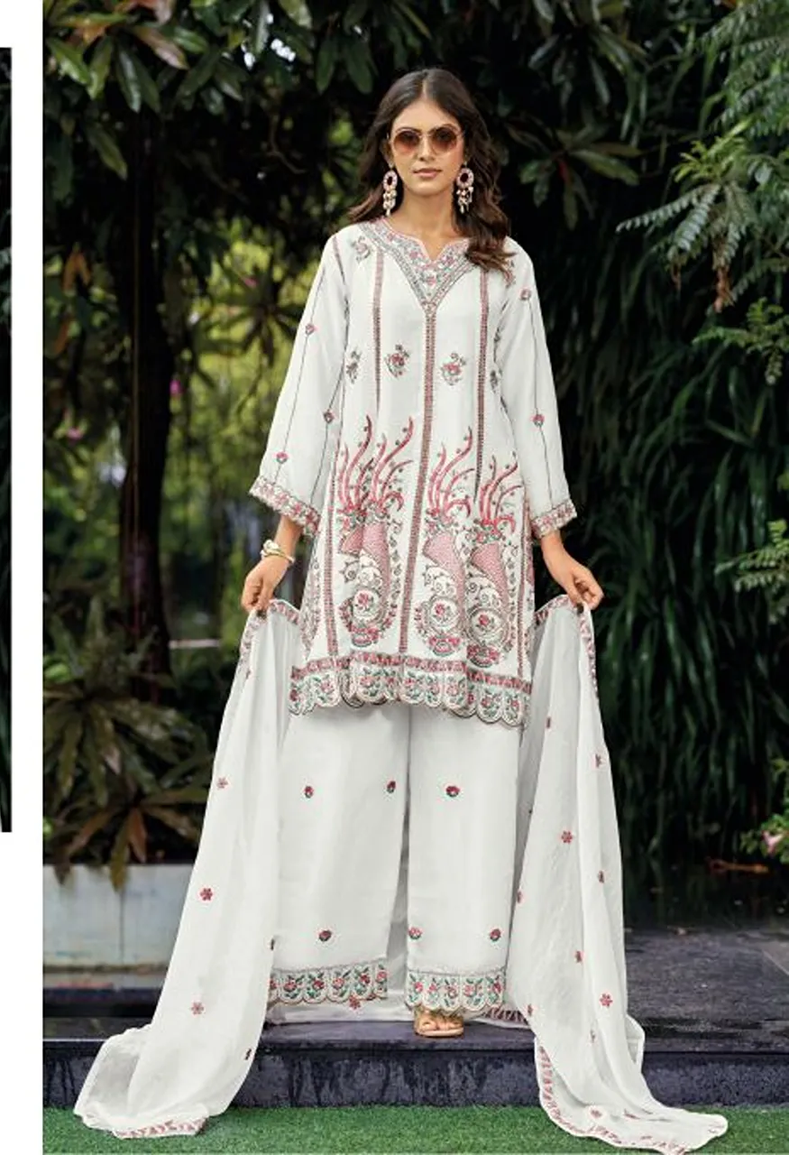 Shree Sr 2666 A To D Readymade Nc Moss Chiffon Embroidered Salwar Kameez — Wholesale Salwar Suits, Shree Fabs wholesale from Surat — Photo 2