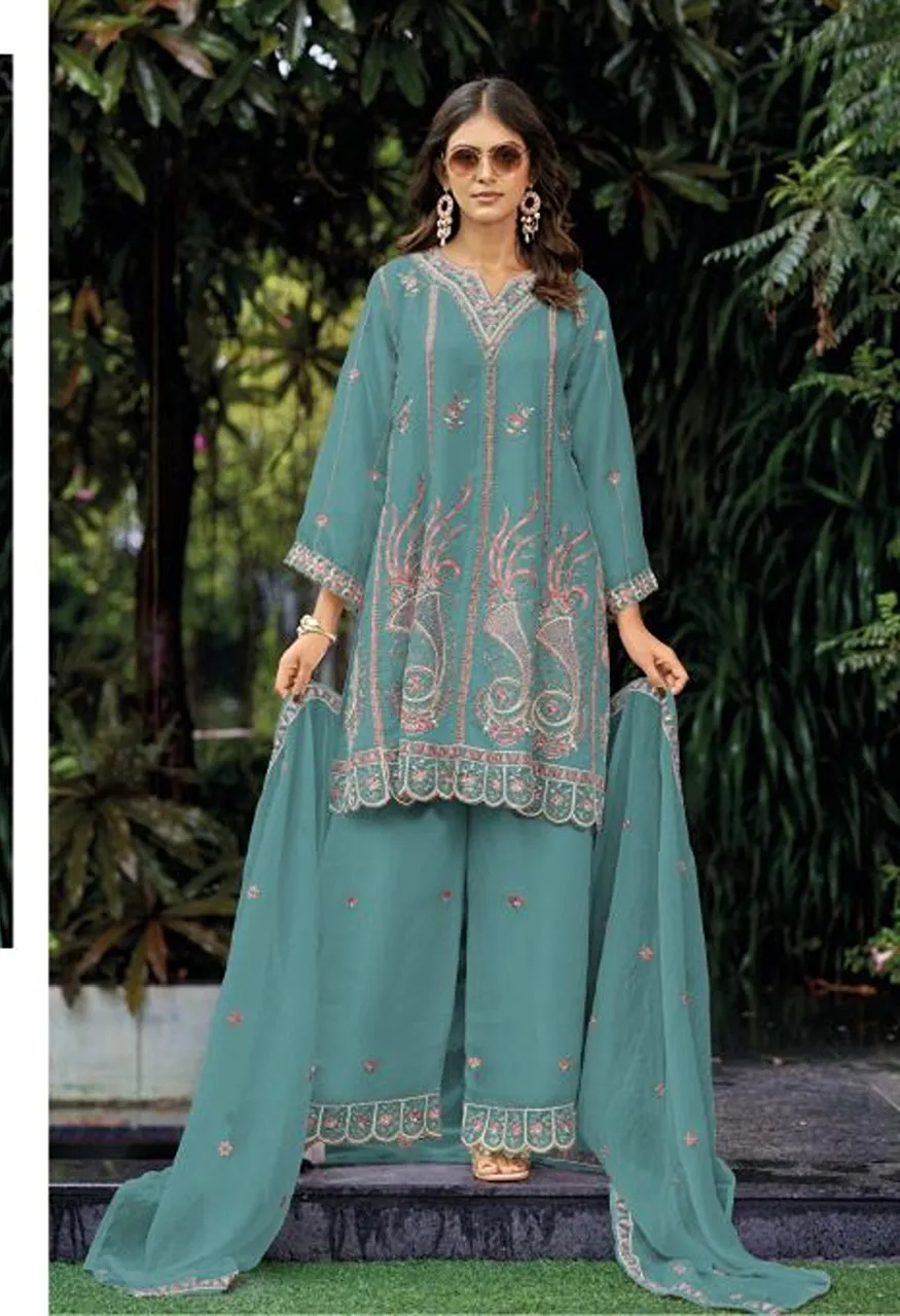 Shree Sr 2666 A To D Readymade Nc Moss Chiffon Embroidered Salwar Kameez — Wholesale Salwar Suits, Shree Fabs wholesale from Surat — Photo 3