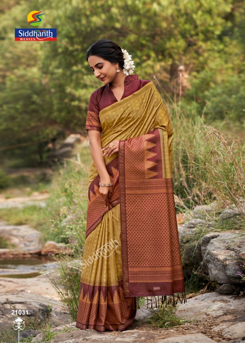 Siddharth Priyosha Prints Tusser Silk Printed Saree Collection — Wholesale Sarees, Siddharth Fashion wholesale from Surat — Photo 7