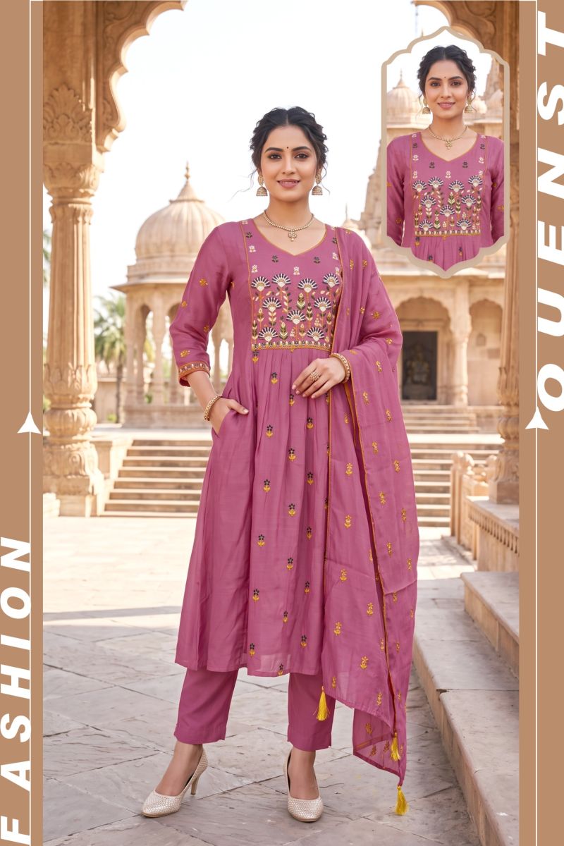 Siddhi Vol 11 Mul Chanderi Embroidery Worked Kurti Set Collection — Mul Chanderi Embroidery Work, Wholesale Kurtis, Vardan Ethnic wholesale from Surat — Photo 2
