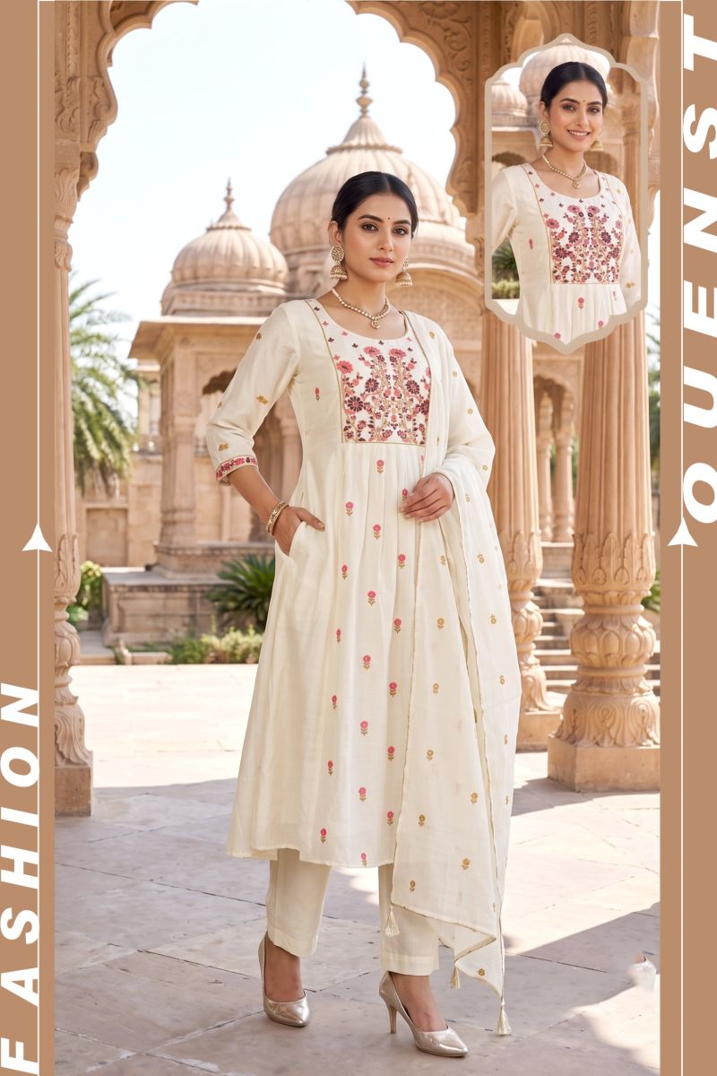 Siddhi Vol 11 Mul Chanderi Embroidery Worked Kurti Set Collection — Mul Chanderi Embroidery Work, Wholesale Kurtis, Vardan Ethnic wholesale from Surat — Photo 10