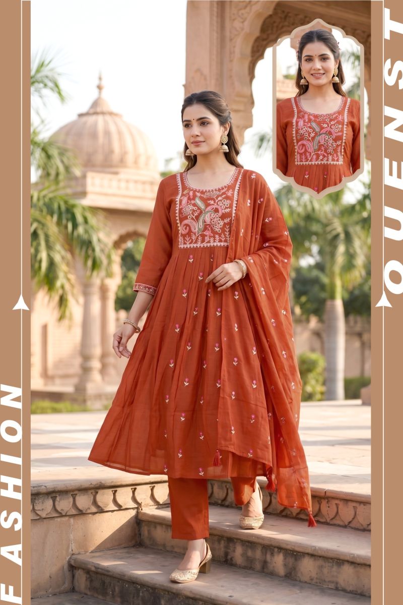 Siddhi Vol 11 Mul Chanderi Embroidery Worked Kurti Set Collection — Mul Chanderi Embroidery Work, Wholesale Kurtis, Vardan Ethnic wholesale from Surat — Photo 8