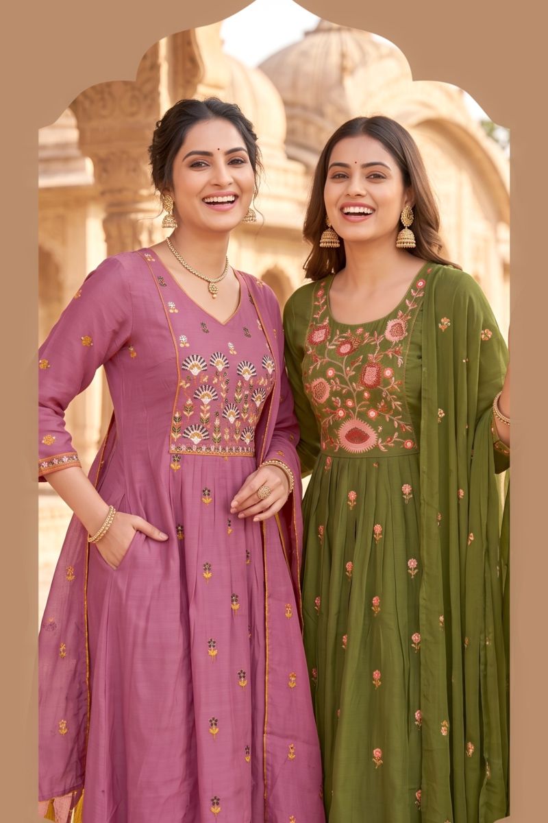 Siddhi Vol 11 Mul Chanderi Embroidery Worked Kurti Set Collection — Mul Chanderi Embroidery Work, Wholesale Kurtis, Vardan Ethnic wholesale from Surat — Photo 7