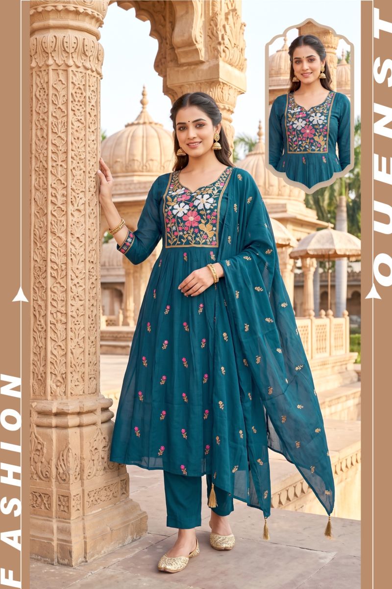 Siddhi Vol 11 Mul Chanderi Embroidery Worked Kurti Set Collection