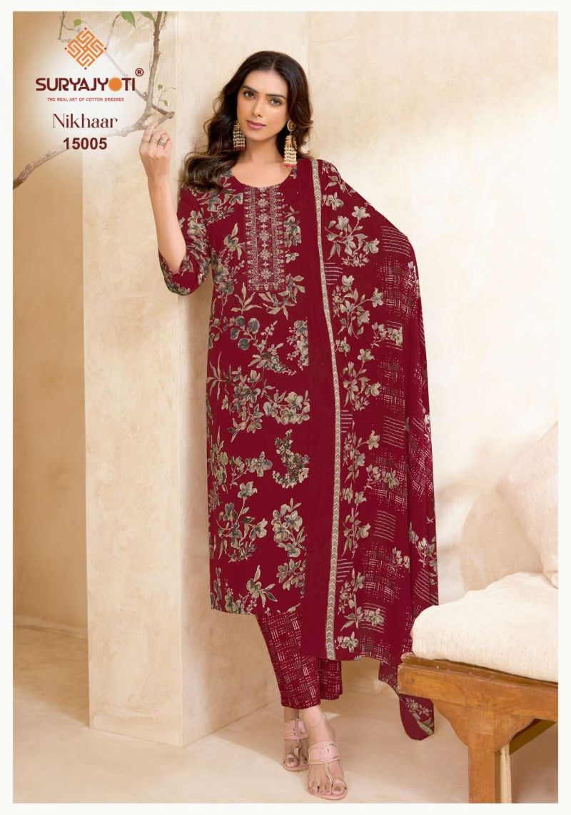 Suryajyoti Nikhaar Vol 15 Cotton Printed Kurti With Bottom Dupatta Catalog — Wholesale Kurtis, Suryajyoti wholesale from Surat — Photo 3