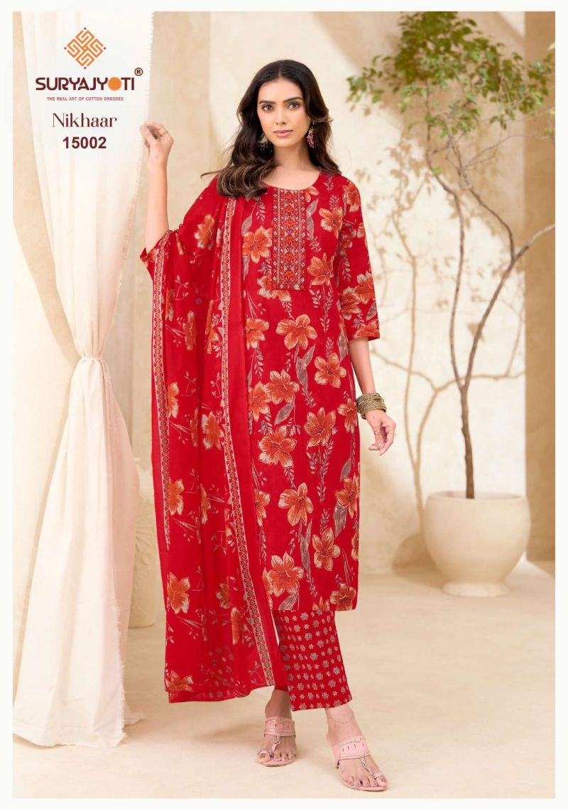 Suryajyoti Nikhaar Vol 15 Cotton Printed Kurti With Bottom Dupatta Catalog — Wholesale Kurtis, Suryajyoti wholesale from Surat — Photo 4