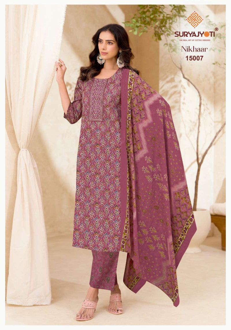 Suryajyoti Nikhaar Vol 15 Cotton Printed Kurti With Bottom Dupatta Catalog — Wholesale Kurtis, Suryajyoti wholesale from Surat — Photo 6