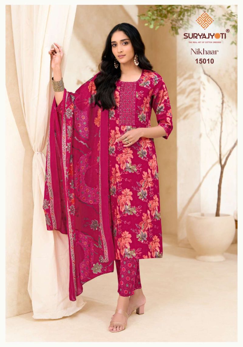 Suryajyoti Nikhaar Vol 15 Cotton Printed Kurti With Bottom Dupatta Catalog — Wholesale Kurtis, Suryajyoti wholesale from Surat — Photo 5