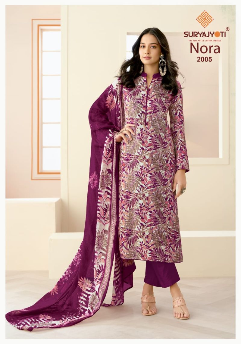Suryajyoti Nora Vol 2 Jam Satin Printed Dress Material Catalog — Wholesale Dress Material, Suryajyoti wholesale from Surat — view 5