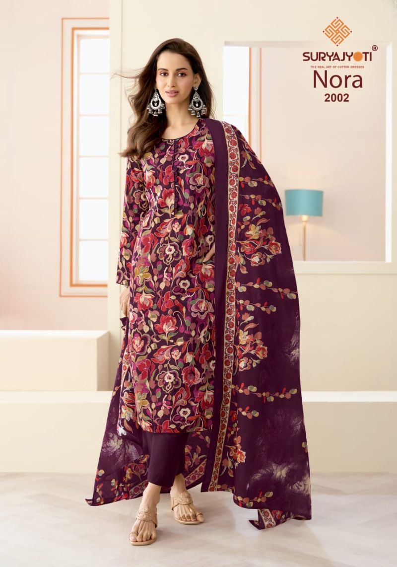 Suryajyoti Nora Vol 2 Jam Satin Printed Dress Material Catalog — Wholesale Dress Material, Suryajyoti wholesale from Surat — view 4