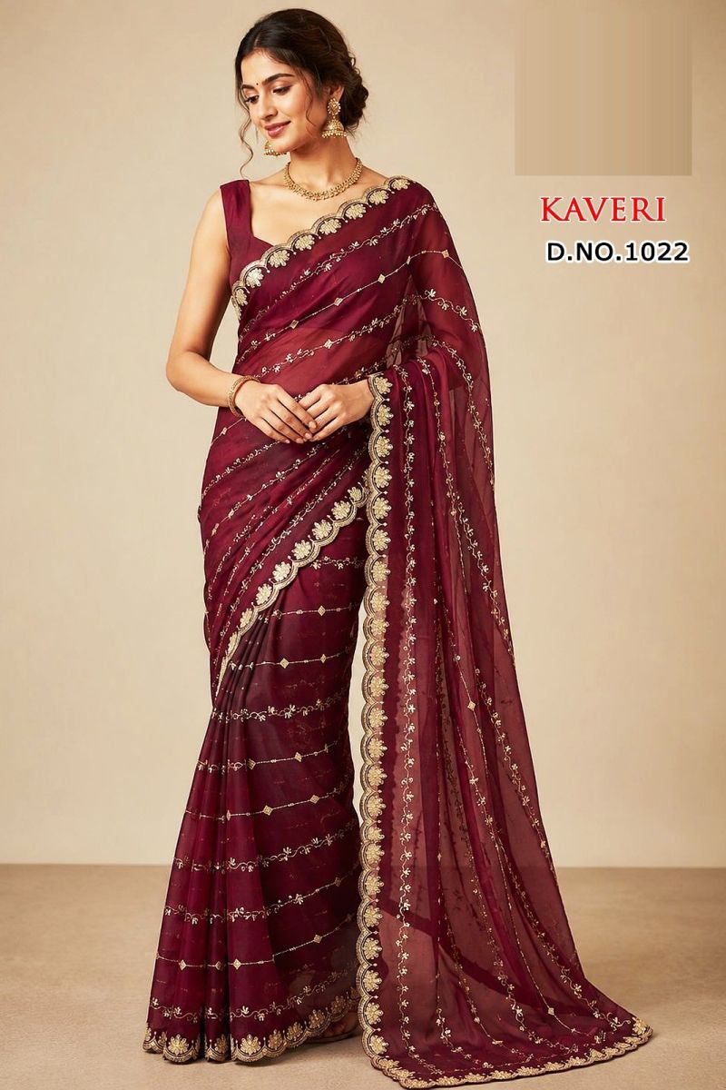 Sw Kaveri Vol 1 Star Georgette Embroidery Designer Saree Collection — Wholesale Sarees, Vardan Ethnic wholesale from Surat — view 3