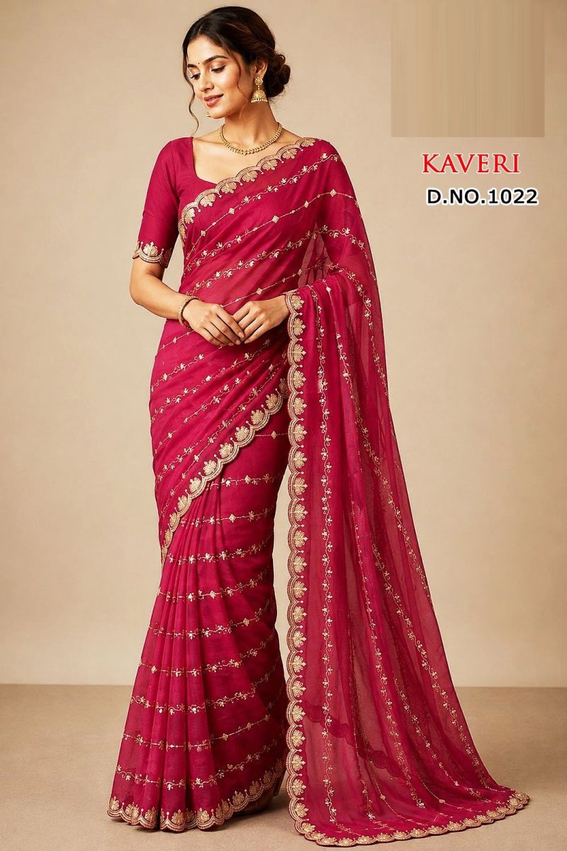 Sw Kaveri Vol 1 Star Georgette Embroidery Designer Saree Collection