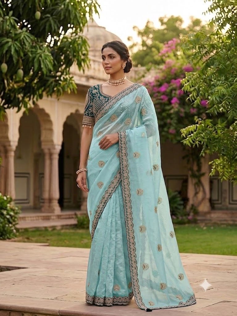 Sw Maansi Vol 1 Fandy Satin Embroidered Designer Saree Collection — Wholesale Sarees, Vardan Ethnic wholesale from Surat — Photo 4