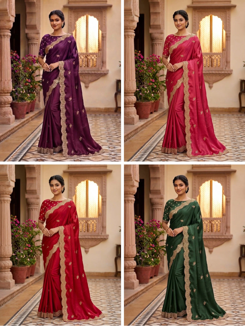 Sw Rajarani Vol 1 Wholesale Ho Embroidered Designer Saree Collection — Designer Partywear Sarees, Vardan Ethnic wholesale from Surat — Photo 2