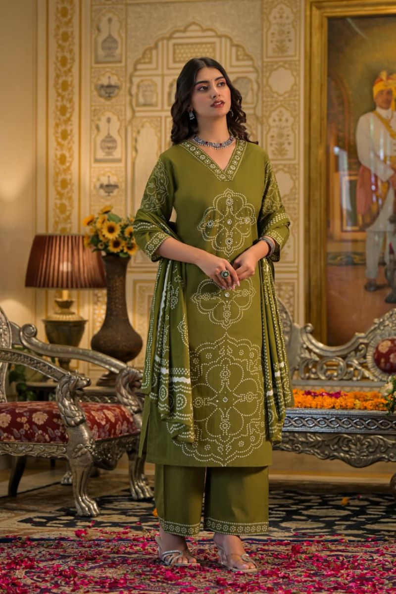 Tlc Vol 154 Cotton Discharge Print Embroidered Kurti With Bottom Dupatta Collection — Wholesale Kurtis, Vardan Ethnic wholesale from Surat — Photo 3