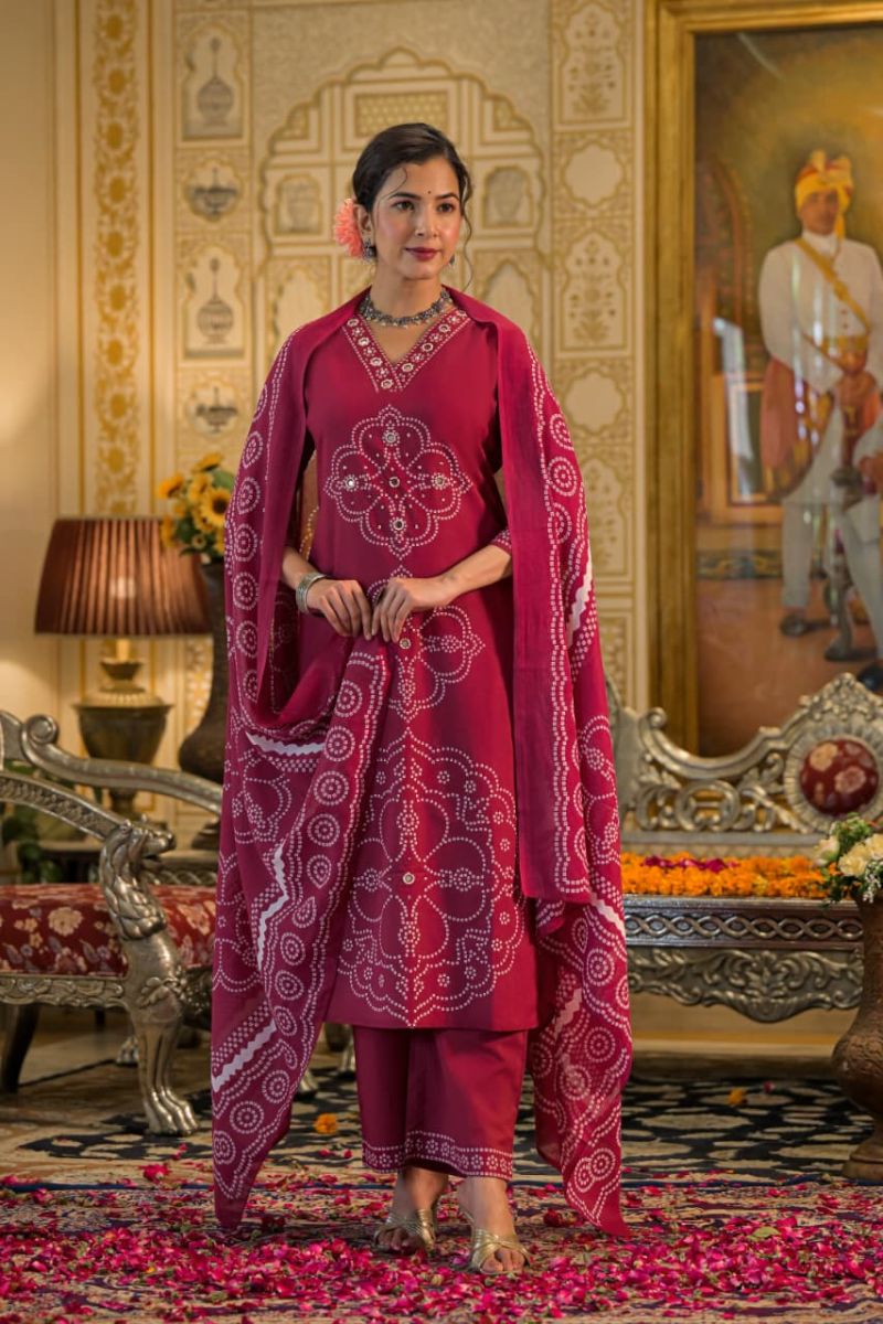 Tlc Vol 154 Cotton Discharge Print Embroidered Kurti With Bottom Dupatta Collection — Wholesale Kurtis, Vardan Ethnic wholesale from Surat — Photo 6