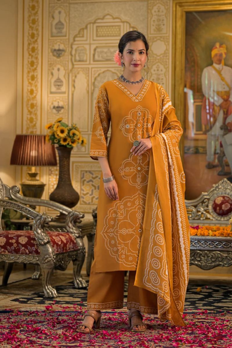 Tlc Vol 154 Cotton Discharge Print Embroidered Kurti With Bottom Dupatta Collection — Wholesale Kurtis, Vardan Ethnic wholesale from Surat — Photo 4