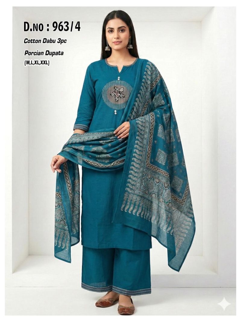 Tlc Vol 161 Dhabu Cotton Printed Fancy Kurti With Bottom Dupatta Collection — Wholesale Salwar Suits, Vardan Ethnic wholesale from Surat — Photo 4