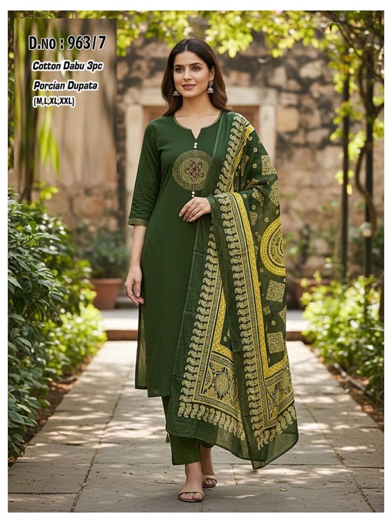 Tlc Vol 161 Dhabu Cotton Printed Fancy Kurti With Bottom Dupatta Collection