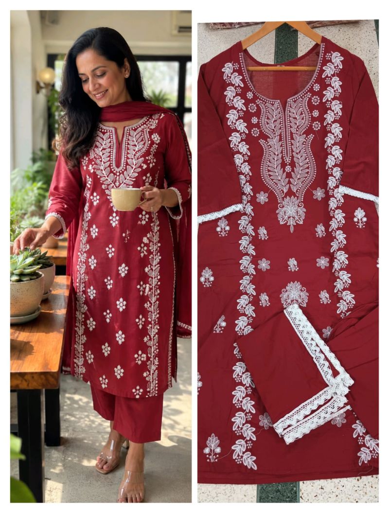 Tlc Vol 168 Pure Cotton Chikankari Work Kurti With Bottom Dupatta