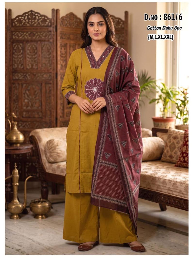 Tlc Vol 170 Dhabu Cotton Patch Work Kurti With Bottom Dupatta — Wholesale Kurtis, Vardan Ethnic wholesale from Surat — Photo 3