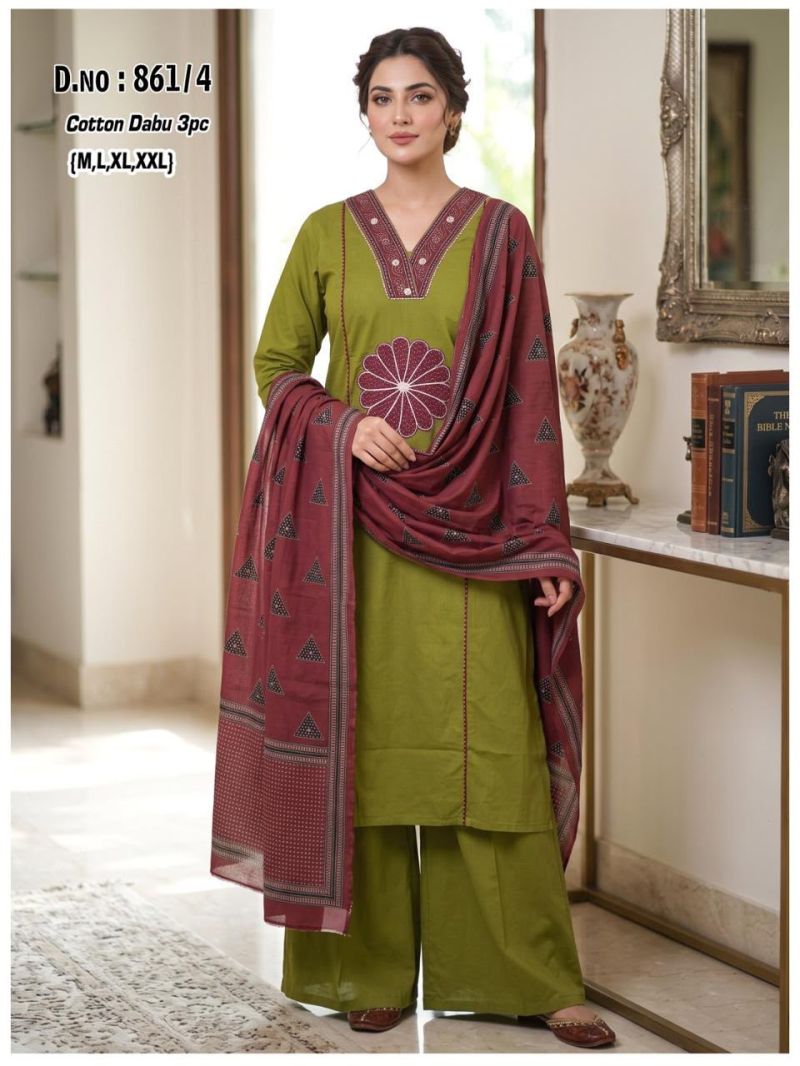 Tlc Vol 170 Dhabu Cotton Patch Work Kurti With Bottom Dupatta — Wholesale Kurtis, Vardan Ethnic wholesale from Surat — Photo 2