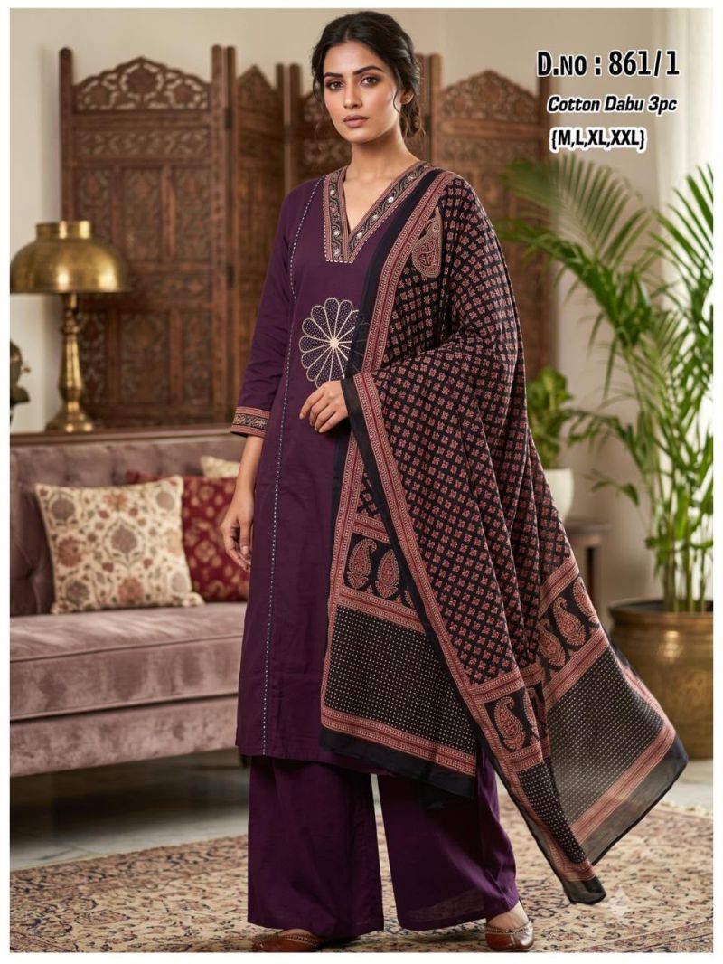 Tlc Vol 170 Dhabu Cotton Patch Work Kurti With Bottom Dupatta — Wholesale Kurtis, Vardan Ethnic wholesale from Surat — Photo 5