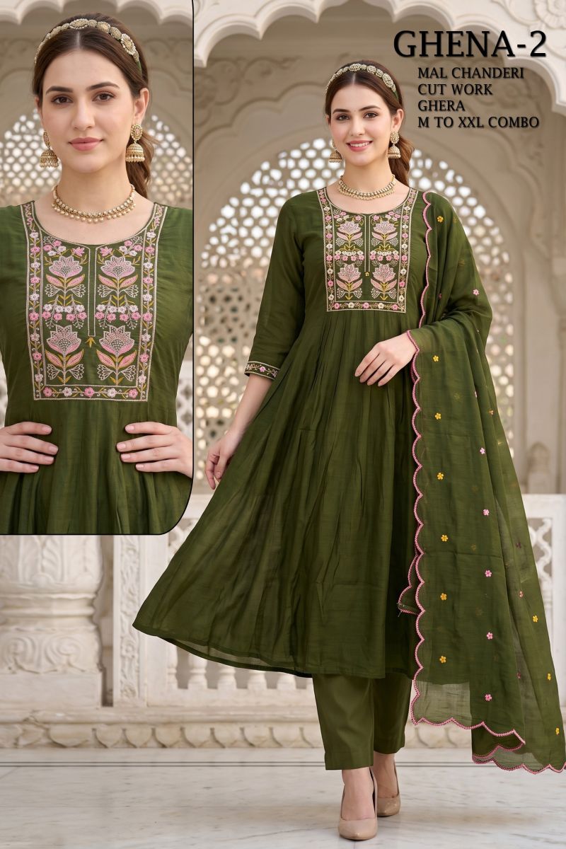 Tlc Vol 175 Mul Chanderi Embroidered Anarkali Kurti With Bottom Dupatta Collection — Wholesale Kurtis, Vardan Ethnic wholesale from Surat — Photo 6