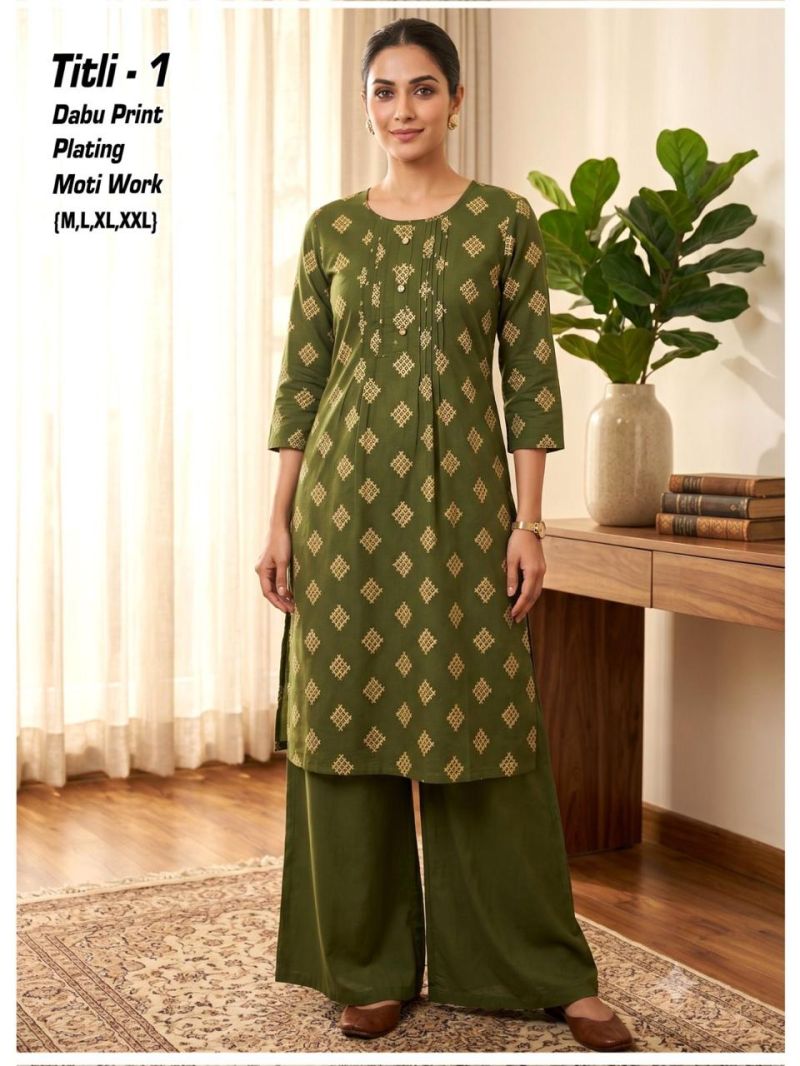Tlc Vol 177 Dhabu Cotton Printed Kurti With Bottom Collection — Wholesale Kurtis, Vardan Ethnic wholesale from Surat — Photo 4