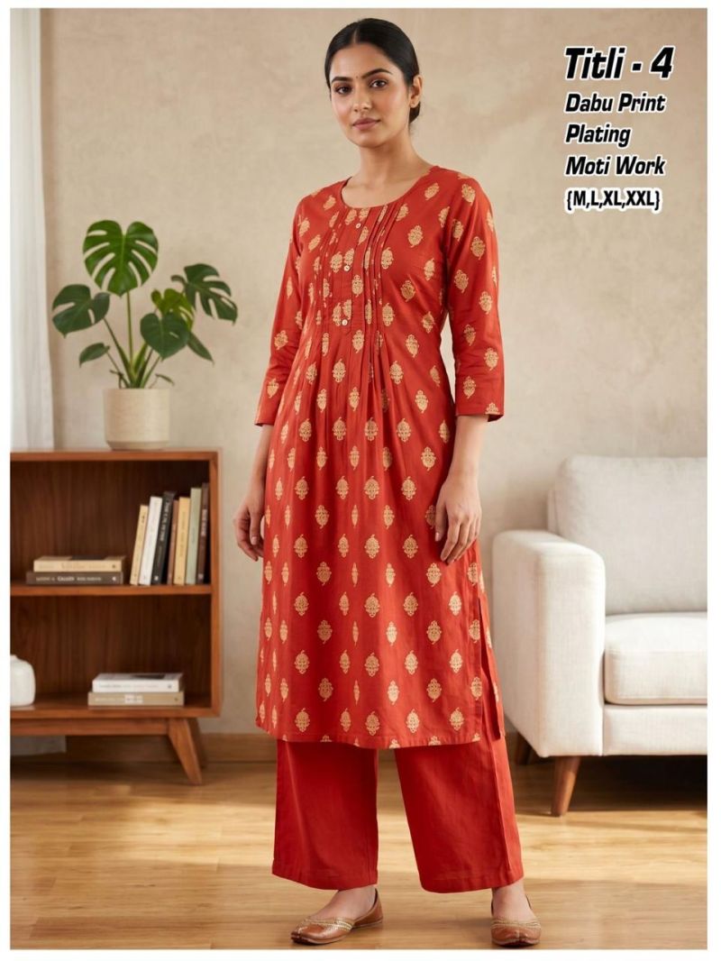 Tlc Vol 177 Dhabu Cotton Printed Kurti With Bottom Collection — Wholesale Kurtis, Vardan Ethnic wholesale from Surat — Photo 7