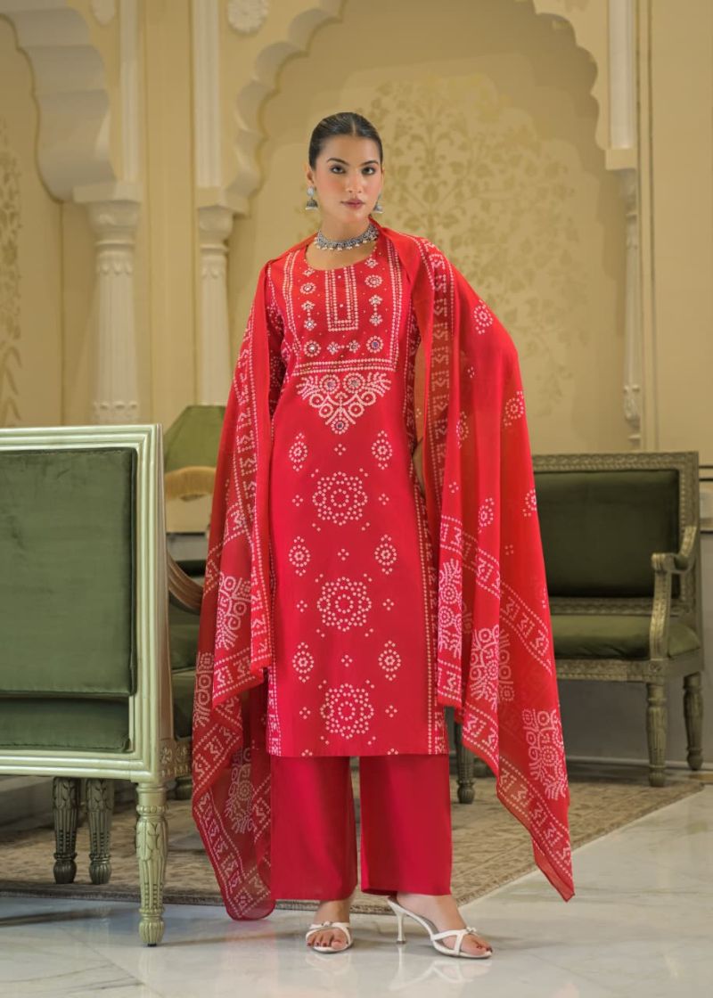 Tlc Vol 180 Wholesale Cotton Bandhani Printed Kurti With Bottom Dupatta Catalog — Wholesale Kurtis, Vardan Ethnic wholesale from Surat — view 5