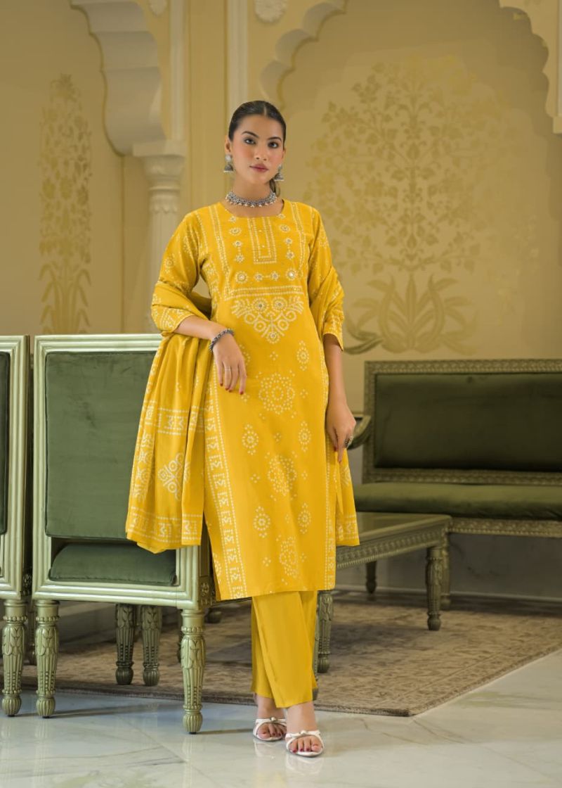 Tlc Vol 180 Wholesale Cotton Bandhani Printed Kurti With Bottom Dupatta Catalog — Wholesale Kurtis, Vardan Ethnic wholesale from Surat — view 3