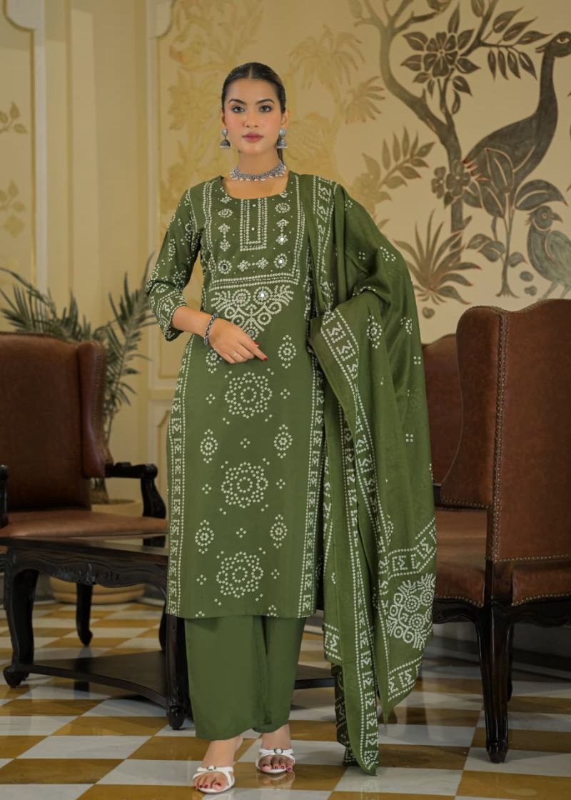 Tlc Vol 180 Wholesale Cotton Bandhani Printed Kurti With Bottom Dupatta Catalog — Wholesale Kurtis, Vardan Ethnic wholesale from Surat — view 6