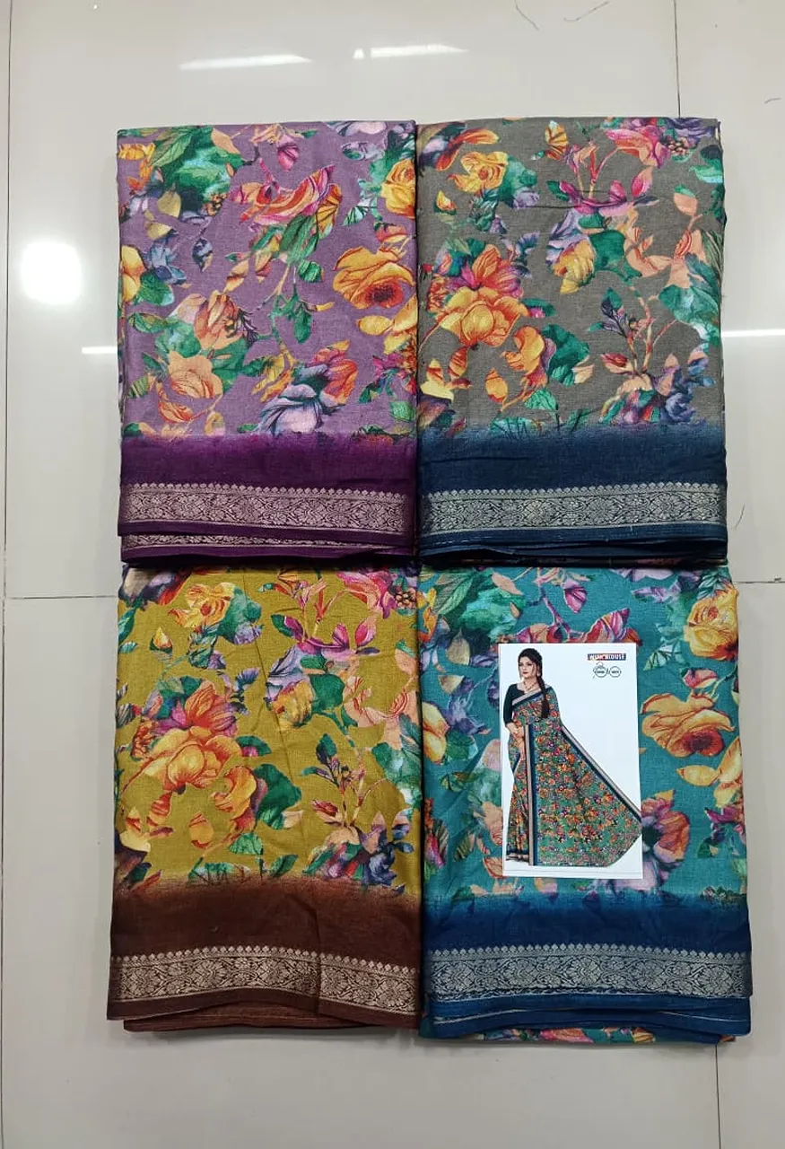 Tussar Silk Saree with Jacquard Border Blouse 5.50 Mtr — Saree, Vardan Ethnic wholesale from Surat — Photo 4