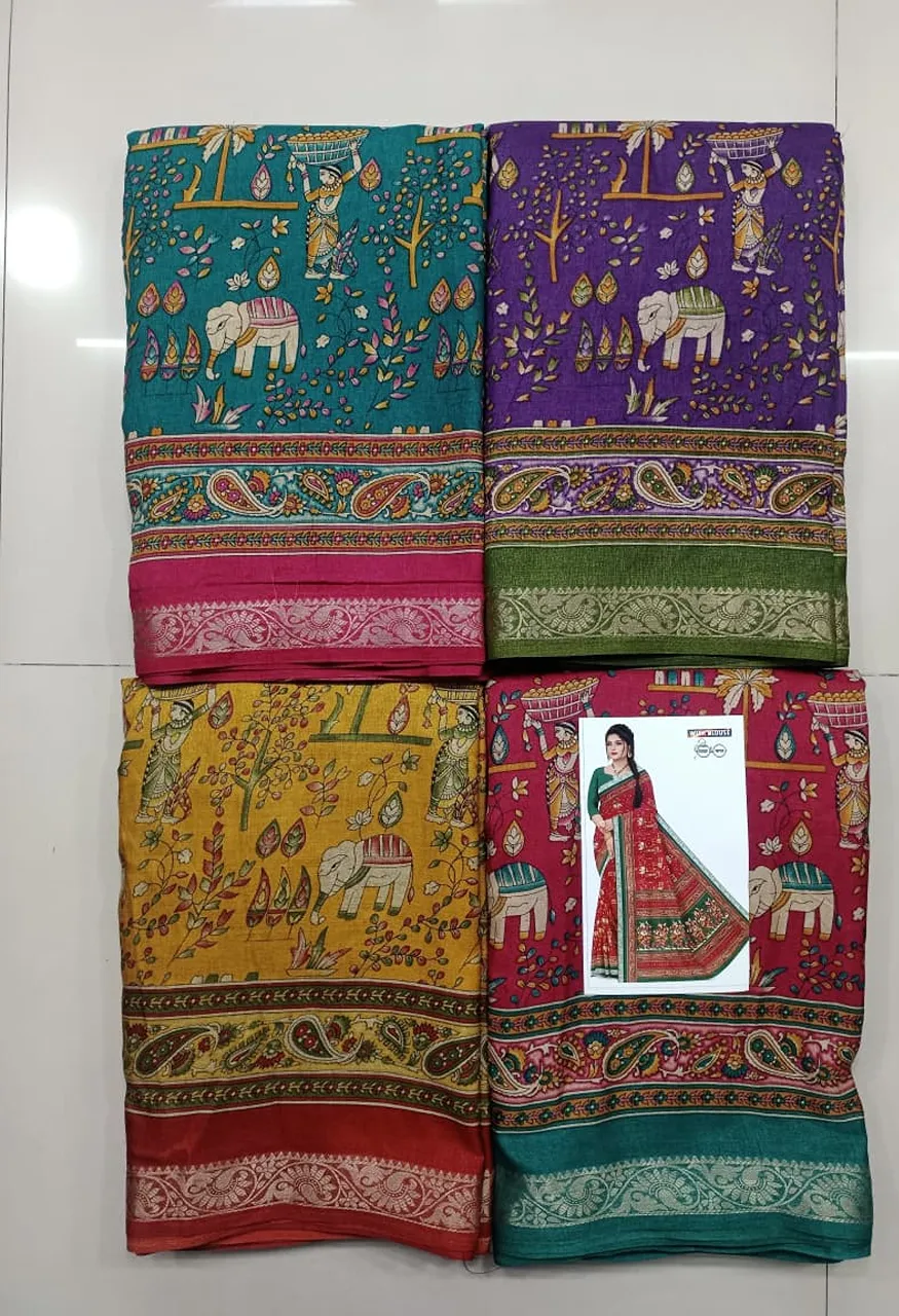 Tussar Silk Saree with Jacquard Border Blouse 5.50 Mtr — Saree, Vardan Ethnic wholesale from Surat — Photo 7