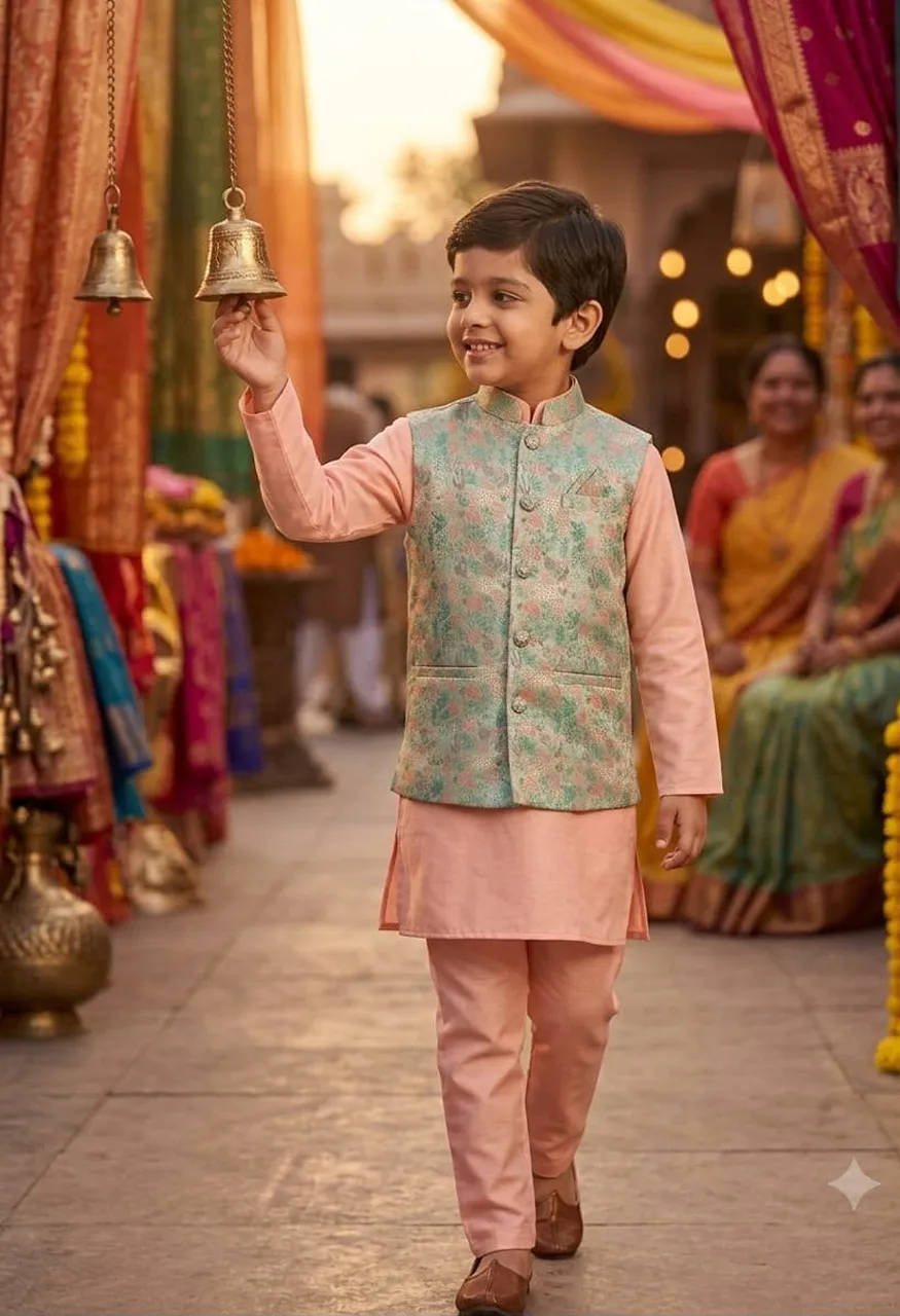 Kids Koti Kurta Pajama Set Wedding Season Collection — Men's Wear, Vardan Ethnic wholesale from Surat — Photo 2