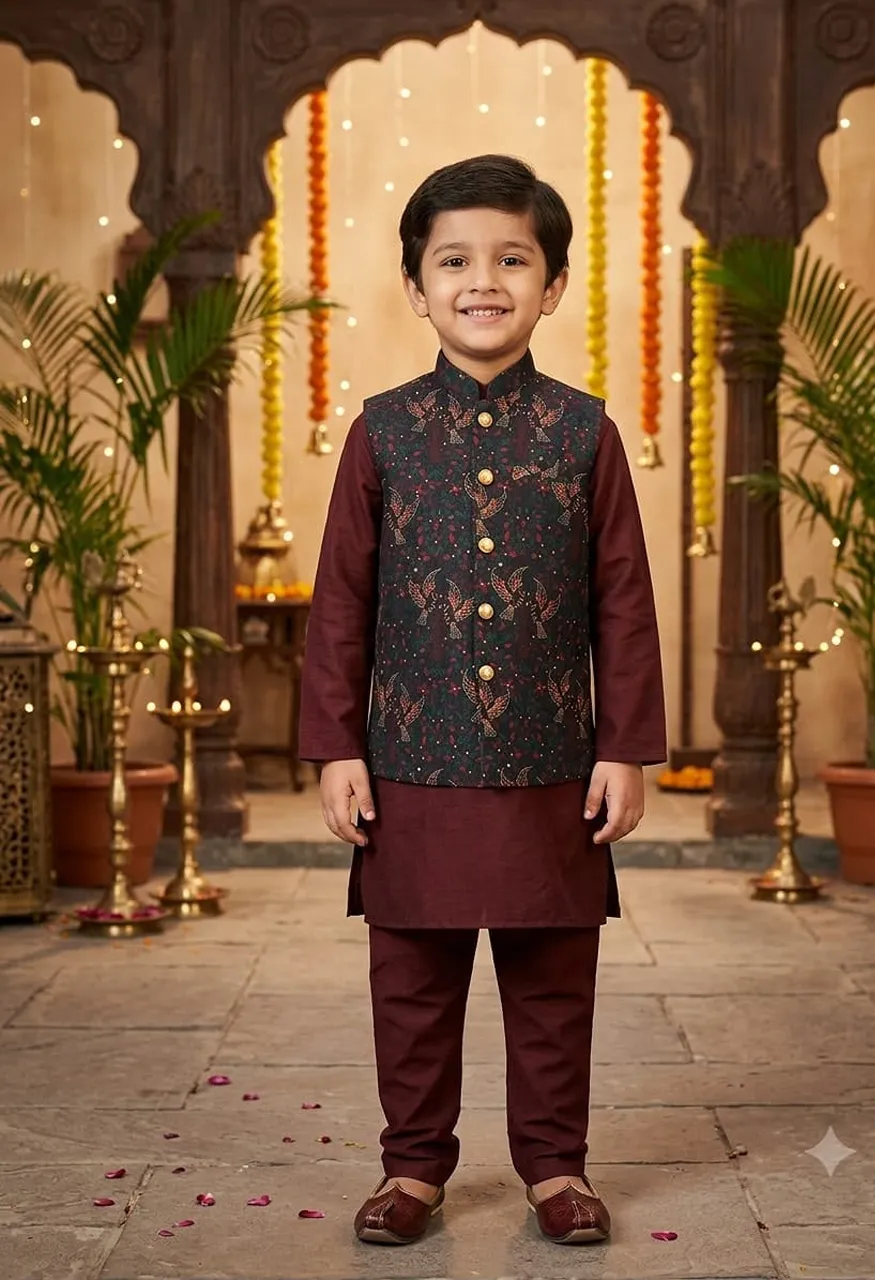 Kids Koti Kurta Pajama Set Wedding Season Collection