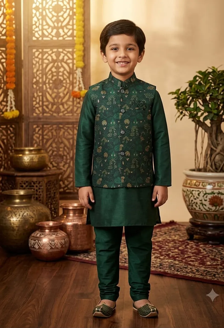 Kids Koti Kurta Pajama Set Wedding Season Collection — Men's Wear, Vardan Ethnic wholesale from Surat — Photo 6