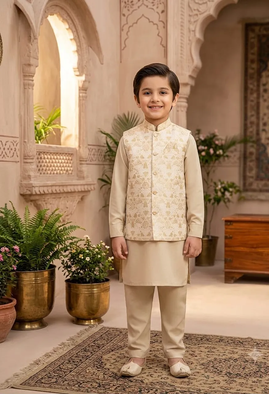 Kids Koti Kurta Pajama Set Wedding Season Collection — Men's Wear, Vardan Ethnic wholesale from Surat — Photo 7