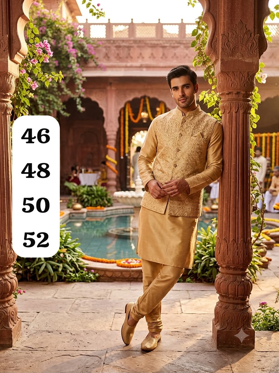 VENMER Shyam Man Wear Silk Kurta Pyjama with Heavy Jacquard Koti Catalog — Men's Wear, VENMER wholesale from Surat — view 10